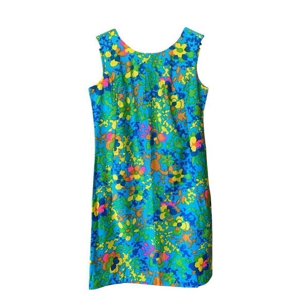 Sears Retro Vintage Floral‎ Shift Dress Blue Multi Size S - Picture 11 of 11